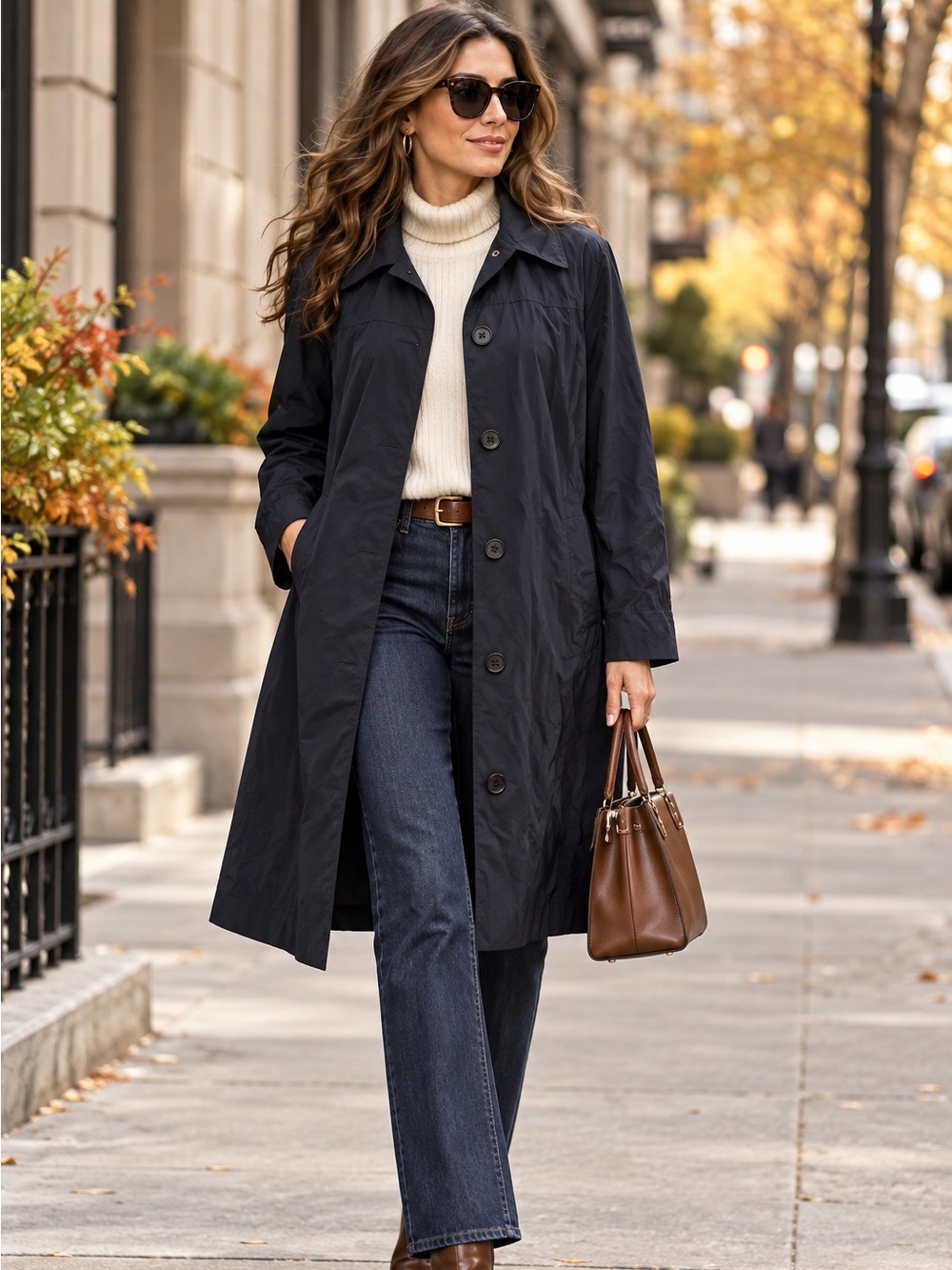 Eddie Bauer Women's Dark Navy Single-Breasted Trench Coat 2X